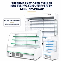 Lemari Pendingin Display Supermarket MUXUE 2400L 3m, Rak Terbuka Multideck, Menjaga Sayuran dan Buah Tetap Segar