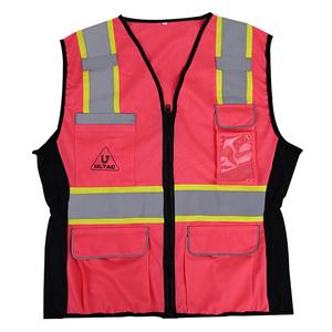 Gilet de sécurité de chantier pour femmes ULTAC, rose, logo OEM, tissu en maille, bande réfléchissante, niveau de protection <span class=keywords><strong>D</strong></span>, coupe régulière - Product Image 1