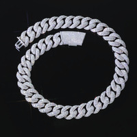 Collier chaîne cubaine de luxe en argent 925 pour femme, 22 mm, trois rangs, entièrement serti de moissanite VVS, style hip-hop, cadeau de bijoux
