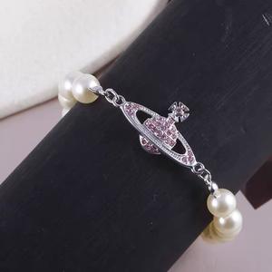 Pulsera de Perlas Rosadas de Alta Gama para Mujer, Estilo Dulce y Moderno, Diseño Exclusivo, Estilo Vivienne - Product Image 1