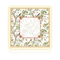 Tapis de jeu de mahjong motif floral moderne 800*800mm, imperméable et durable, motif lotus blanc - Grande Vente