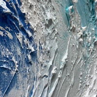Peinture décorative originale, faite à la main, moderne, grande, bleue et blanche, vagues de l'océan, toile abstraite, texture 3D, peinture à l'huile, techniques mixtes