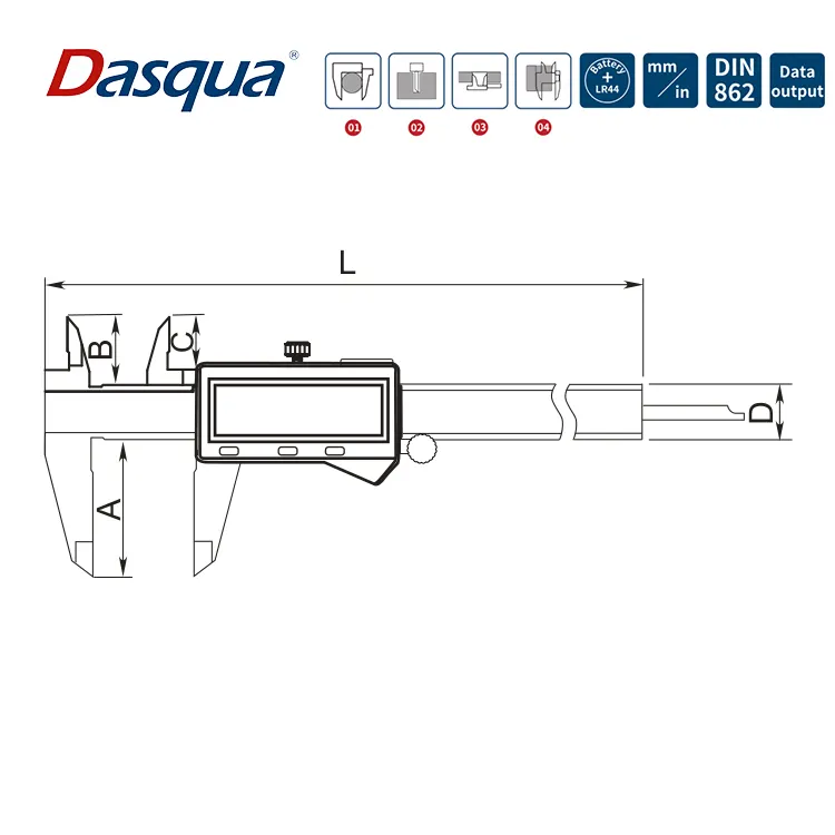 Caliper Digital Dasqua 0-150mm Stainless Steel Electronic Metric/Inch/Fraction Big Screen Digital Caliper