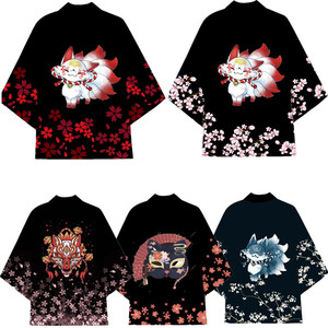 Nouvel arrivage de T-Shirt imprimé numérique 3D de style <span class=keywords><strong>ancien</strong></span> <span class=keywords><strong>japonais</strong></span> et chinois décontracté Robe <span class=keywords><strong>Kimono</strong></span> Cape en plumes Tissu tissé - Product Image 2