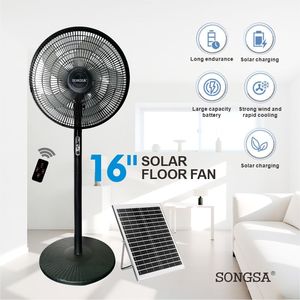 Ventilateur Solaire Autonome Rechargeable 12V DC 16 Pouces avec Lumière LED, Refroidisseur d'Air Électrique <span class=keywords><strong>à</strong></span> Bas Prix pour Usage Hôtelier - Product Image 1