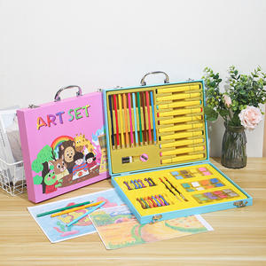 JIMJOE Художественный набор с бумажной коробкой акварельные цветные карандаши маркеры голубые и розовые для рисования и творчества - Product Image 3