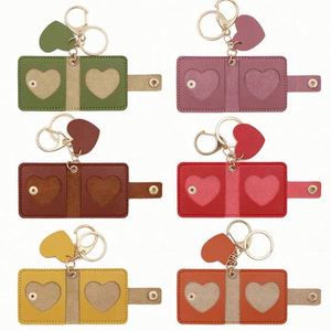 Simple Leather Photo Keychain <b>Small</b> Mini Couple Photo Storage Pendant Anime Star Photo Storage Bag - Product Image 2