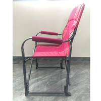 Chaise de directeur rose pliable en tube plat pour maquillage en plein air, camping, xxl, avec table