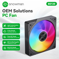 Ventilateur de boîtier PC SNOWMAN BS120-ARGB-BK 120mm Noir ARGB 76.8CFM à haut débit d'air, roulement hydraulique PWM, synchronisation 5V 3 broches, vente en gros