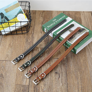 China Custom Gepersonaliseerde Lederen Verstelbare Koeienhuid Echt Lederen Hondenhalsband - Product Image 3