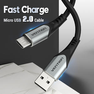 Câble Micro-USB Vention à charge rapide 3A, gaine en aluminium et PVC, blindage tressé, cuivre gris, pour chargeur de téléphone portable et tablette - Product Image 2