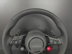 <span class=keywords><strong>Volante</strong></span> <span class=keywords><strong>Deportivo</strong></span> <span class=keywords><strong>Audi</strong></span> RS, Cuero Perforado con Base Plana y Levas de Cambio para <span class=keywords><strong>Audi</strong></span> <span class=keywords><strong>A3</strong></span> A4 A5 A6 A7 Q3 Q5 Q7 TT R8 S Line - Product Image 2