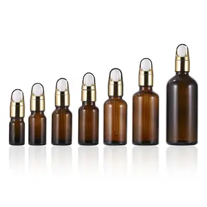 Geproduceerd Premium Amber Gouden Glazen Spiraalvormige Dop Etherische Oliefles 5Ml 10Ml 15Ml 20Ml 30Ml 50Ml 100Ml