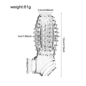 Funda para Pene de Silicona Reutilizable con Puntos Acordonados para Retrasar la Eyaculación, Condones Reutilizables para Hombres - Product Image 4