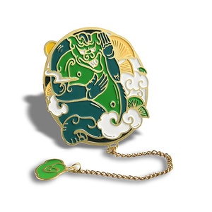 ที่คั่นหนังสือโลหะเคลือบสีเขียวรูปทรงกลมลายการ์ตูนสร้างสรรค์พร้อมสายโซ่ - Product Image 5