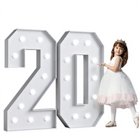 Chiffres lumineux géants de 1,2 m en mousse pour décorations de fête (20e anniversaire, remise de diplôme, anniversaire de mariage) – Panneau de fond blanc