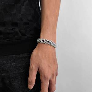 Bespoke Double Layer Diamond Shape Moissanite Cuban <b>Bracelets</b> Hip Hop S925 Sterling Silver VVS1 Iced Out Custom Jewelry Supplier - Product Image 1