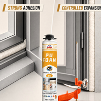 Mousse PU à faible expansion pour l'isolation et le calfeutrage des fenêtres, des cadres de porte en aluminium et du PVC, pour la construction et le remplissage