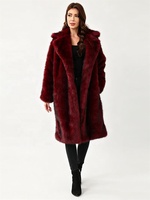Manteau long en fausse fourrure de renard bordeaux pour femme Zeyu, col large, épais et chaud, longueur intégrale, veste maxi en fausse fourrure rouge, ODM/OEM