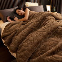Solide gemütliche schwere Raschel Kunst pelz Nerz Decke dicke Jacquard flauschige weiche Flanell Fleece Decke für Bett Winter Paar King Size