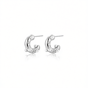 Amy Amy C Shape Stud <b>Earrings</b> <b>Silver</b> Plated Imitation <b>Pearl</b> Women's Fashion Jewelry Gift Trendy Moon Design - Product Image 3