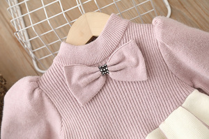 Abiti invernali da 1 <span class=keywords><strong>a</strong></span> 5 anni in <span class=keywords><strong>maglia</strong></span> bowknot per bambine - Product Image 6