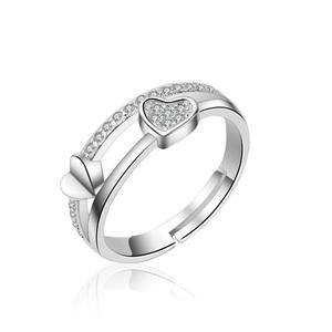 Heart Cut Diamond <b>Adjustable</b> <b>Ring</b> Silver Women's Everyday Wear Jewelry - Product Image 4