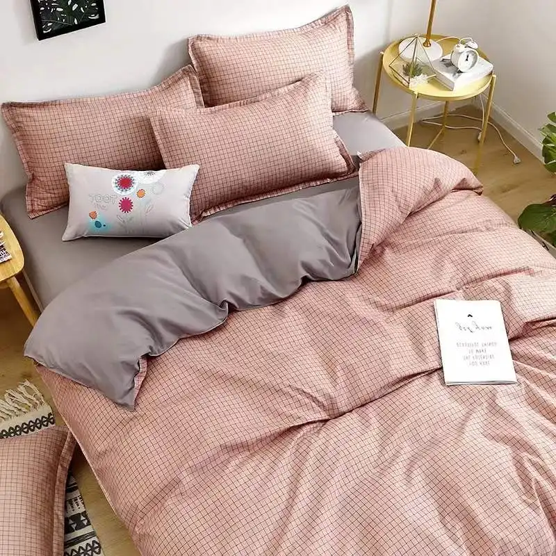 Hot sale amazon high quality japanese and korea style bed sheet pink bedding set