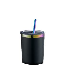Vaso Personalizado de Acero Inoxidable con Recubrimiento en Polvo y Base Plateada Arcoíris de 20 oz, con Pajita, Grabable con Láser, Chapado en Oro - Product Image 2