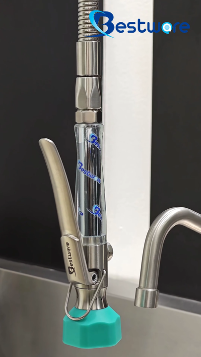 Doppelgriff-Wasserhahn Für Gewerbliche Küche – Mit Pull-Down-Spray, Chrom, 360° Drehbar, Bleifreies Messing