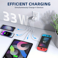 Harga grosir 33W PD USB 4-Port Charger dinding pengisian cepat cocok untuk iPad dan ponsel