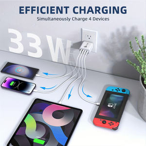 Precio <span class=keywords><strong>original</strong></span> al por mayor 33W PD USB <span class=keywords><strong>cargador</strong></span> de pared de <span class=keywords><strong>4</strong></span> puertos carga rápida adecuada para iPads y teléfonos móviles - Product Image 3