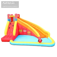 Château gonflable géant pour hamburger et frites avec toboggan pour enfants pour jouer quantité minimale de commande monobloc à vendre