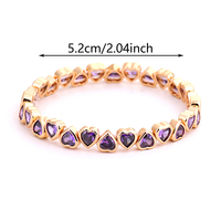 Bracelet élastique fait main avec pavé de zircone cubique taille cœur, perles de cristal colorées en forme de cœur, bijoux fantaisie pour femme