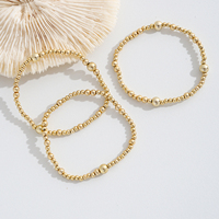 Ensemble de bracelets en verre perlé Bohemia, 3 perles dorées de tailles variées, empilables, extensibles, bijoux pour femmes, cadeau