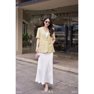 Women's Short Sleeve <b>Blazer</b> JAYCE Spandex / Polyester Minimalist Single Button Worsted Regular V-neck - Product Image 1