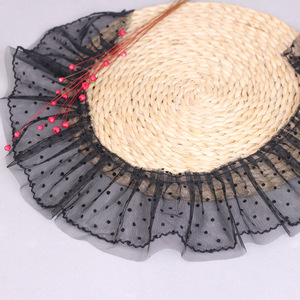 LS856 rifiniture in pizzo <span class=keywords><strong>con</strong></span> garza a doppio strato da 9cm <span class=keywords><strong>con</strong></span> rifiniture in pizzo pieghettato a pois per abbigliamento <span class=keywords><strong>con</strong></span> polsini da gonna - Product Image 3