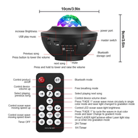 Projecteur Audio LED Veilleuse Connectée Ciel Étoilé Motif Aquatique Lampe de Plafond pour Chambre à Coucher avec Télécommande, Idéal Anniversaire