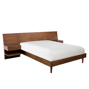 Lit avec 2 tables de chevet, rangement sous le lit, table d'appoint en bois avec tiroir et étagère pour chambre à coucher - Product Image 3