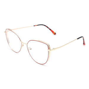 <span class=keywords><strong>Lunettes</strong></span> optiques à la mode pour <span class=keywords><strong>femmes</strong></span> avec monture large en acier inoxydable <span class=keywords><strong>de</strong></span> style oeil <span class=keywords><strong>de</strong></span> chat motif solide brillant vue latérale <span class=keywords><strong>lunettes</strong></span> colorées - Product Image 5