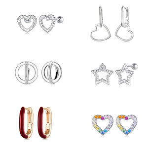 Orecchini a Cerchio Jiangyuan all'Ingrosso in Argento Sterling 925 con Pietre Preziose Colorate Placcati <span class=keywords><strong>Oro</strong></span> Personalizzati per Donna - Product Image 3