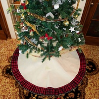 Prosub personnalisé arbre de Noël jupe tapis Sublimation blanc volants Buffalo Plaid noël lin arbre jupe