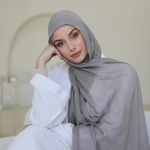 حجاب فيسكوز مودال سادة بخياطة مزدوجة، شال خفيف الوزن وقابل للتنفس للنساء المسلمات - Product Image 2
