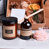Ensemble cadeau de bougies parfumées en cire de soja de luxe sur mesure et ensemble diffuseur à bâtonnets en gros |   Bougie artistique d'aromathérapie pour les mariages et les cadeaux