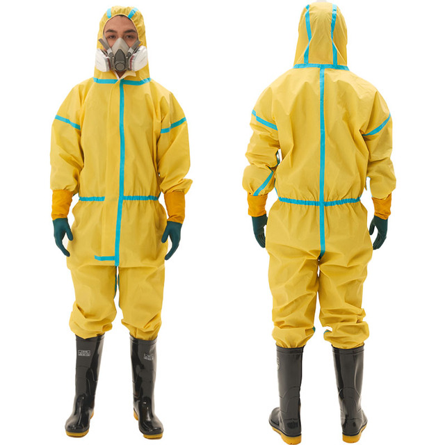 Cat 3 Type 4/5/6 Chemical Resistant Coverall Ebola Protective Overall Disposable Full Body Protective Suit