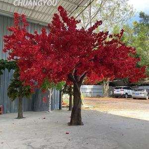 Nouvelle arrivée <span class=keywords><strong>rouge</strong></span> 3.5m de haut et 7.5m de large grands arbres à fleurs japonais arbre à fleurs de <span class=keywords><strong>cerisier</strong></span> artificiel pour la décoration extérieure de restaurant - Product Image 4