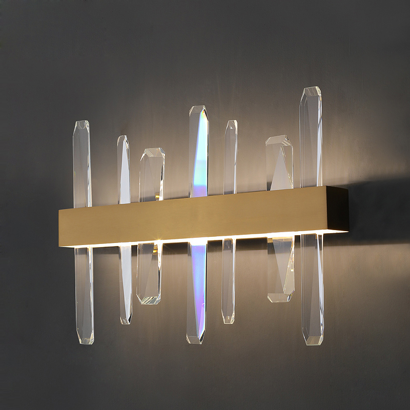 Popular Modern Minimalist nordic bed wall lamps crystal glass long tube square wall lamps interior G9 bulbs stair corner light
