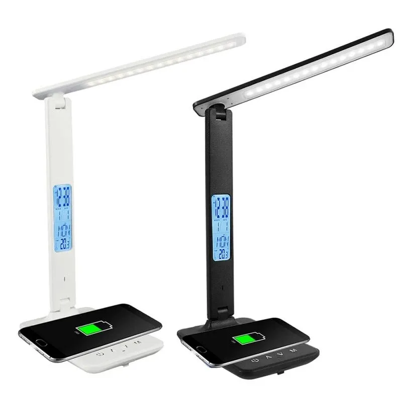 Office Dimmable Eye-friendly QI Wireless USB charging with 3 Modes Touch Control LED Desk rechargeable Reading Lamp with Night