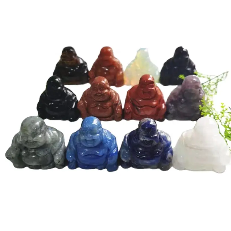 Groothandel Folk Ambachten 2-Inch Natuurlijke Hand Gesneden Gemengde Kristallen Healing Stenen Boeddha Voor Decoratie