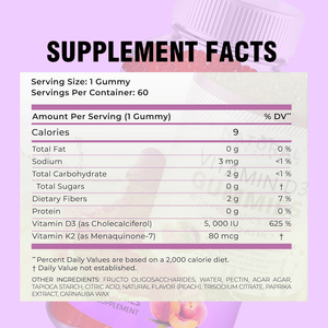 Gummies de vitamines à marque privée 60 unités – Favorise la santé immunitaire avec Vitamine D3 et Vitamine K2 – Gummies alimentaires naturels - Product Image 2